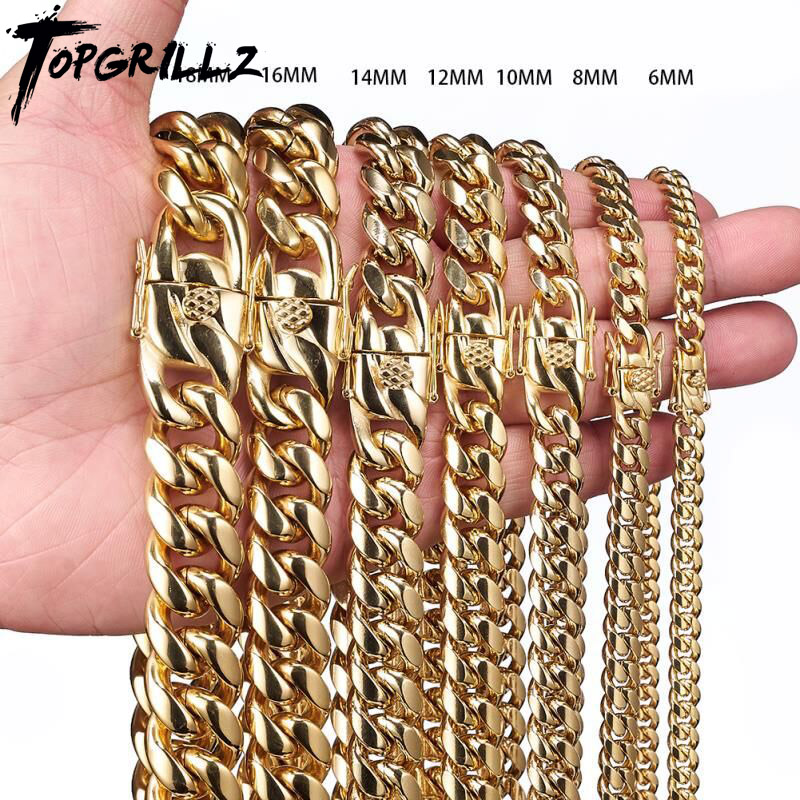 TOPGRILLZ Thép Không Gỉ Màu Và - đánh giá và giá Cuban Link Chain 12Mm