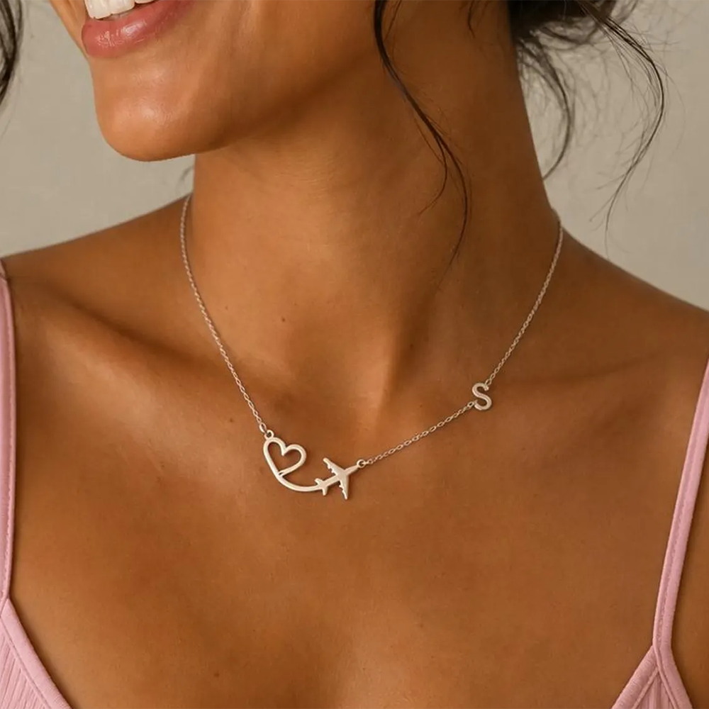 Personalized Heart Airplane In - đánh giá và giá Custom Name Necklace Stainless Steel