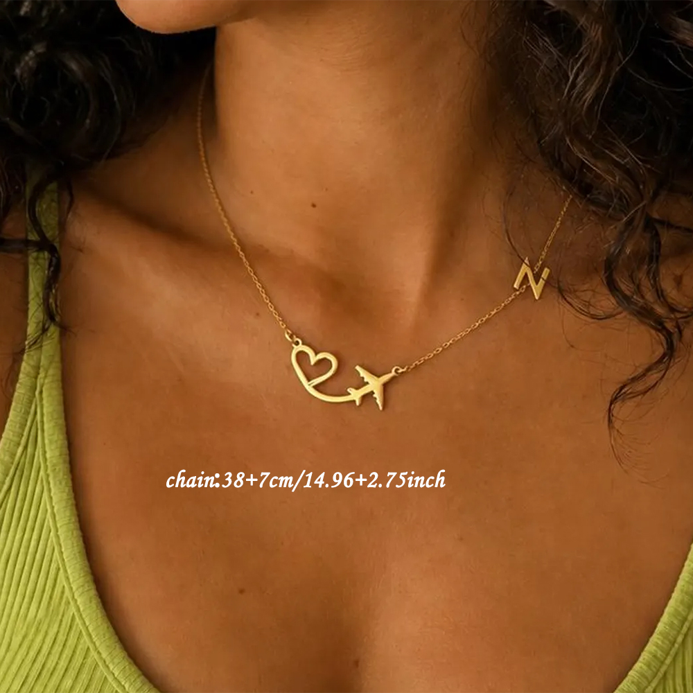 Personalized Heart Airplane In - đánh giá và giá Custom Name Necklace Stainless Steel