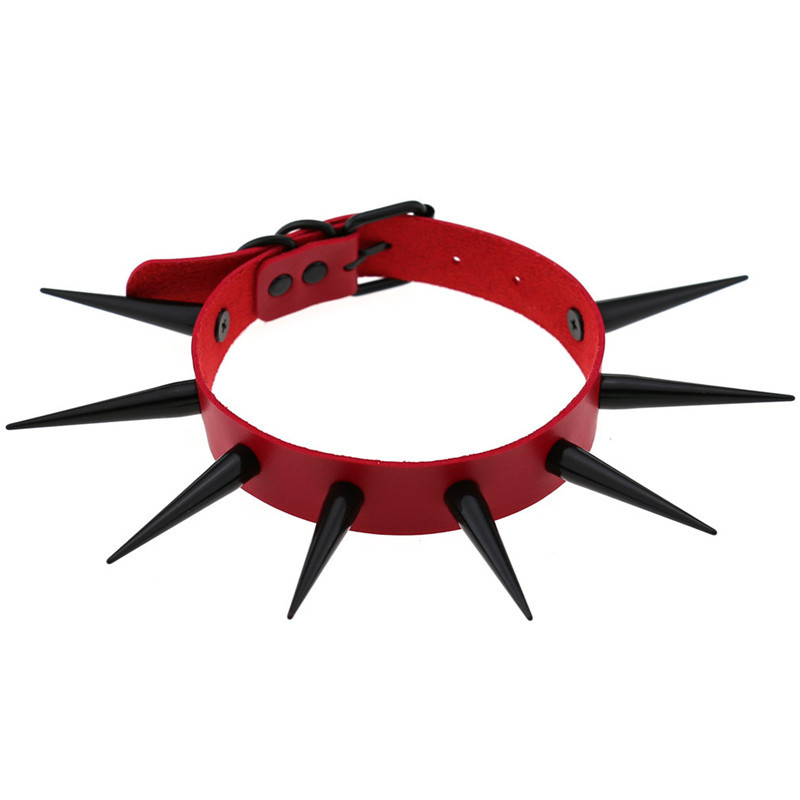 Red Long Spike Choker Punk Col - đánh giá và giá Goth Punk Spike Choker