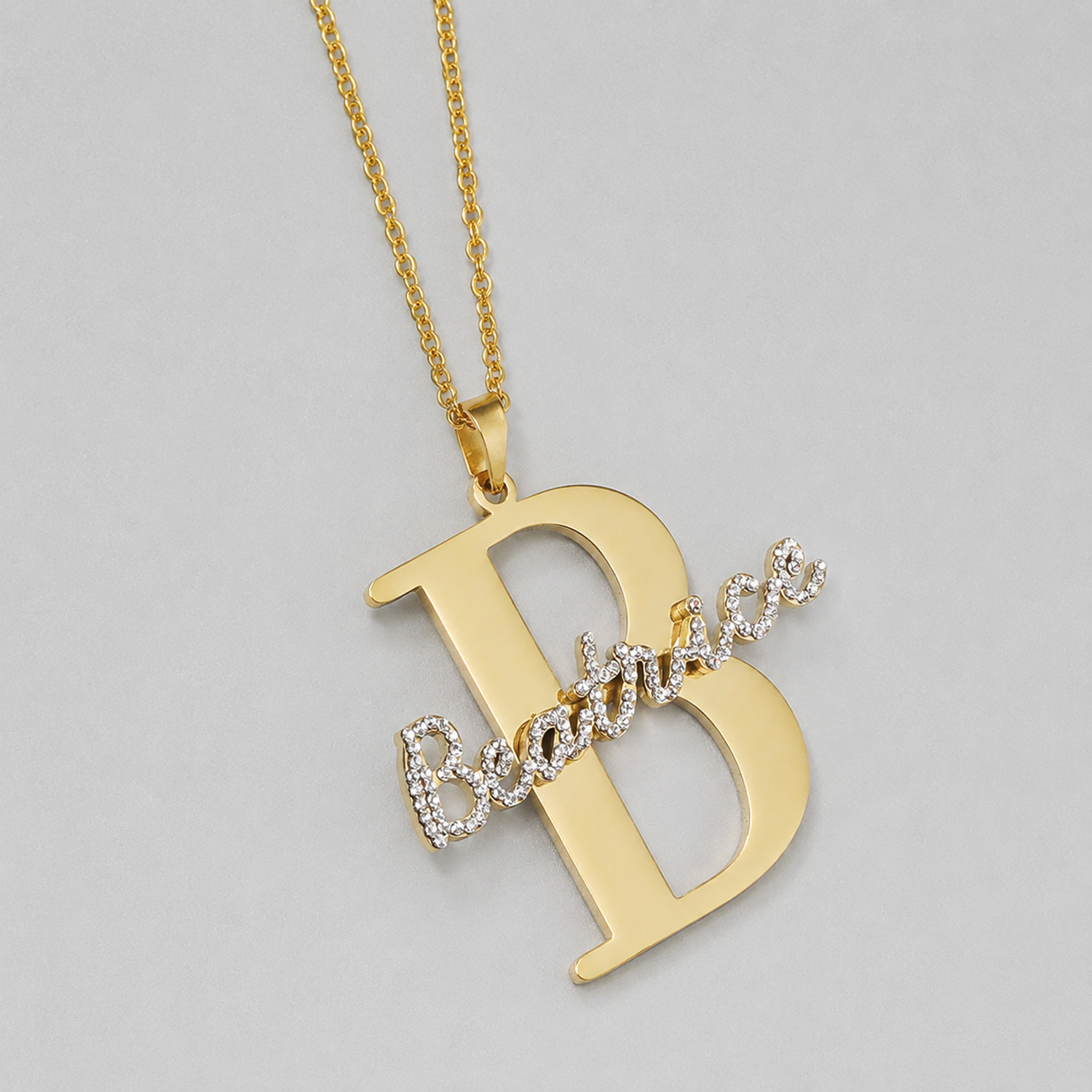Qitian Custom Diamond Name Ini - đánh giá và giá Initial Letter Necklace 18K Gold