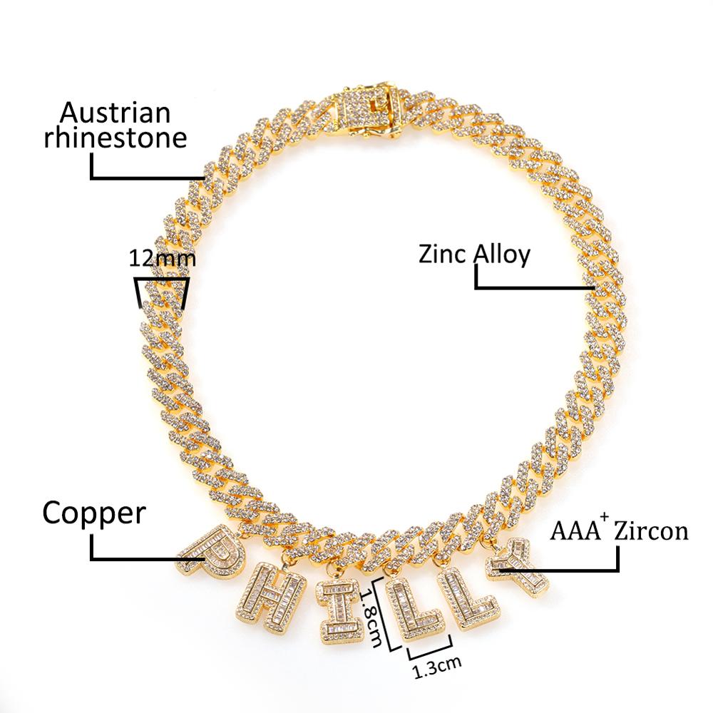 UWIN DIY Baguettecz Letter Nec - đánh giá và giá Cuban Link Chain 12Mm