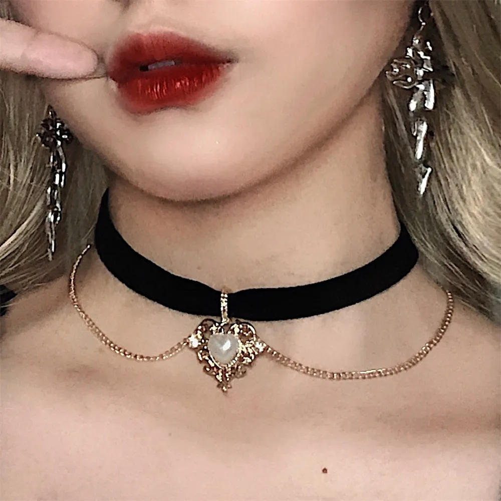 Vintage Velvet Chain Choker Ne - đánh giá và giá Pearl Choker Necklace Vintage