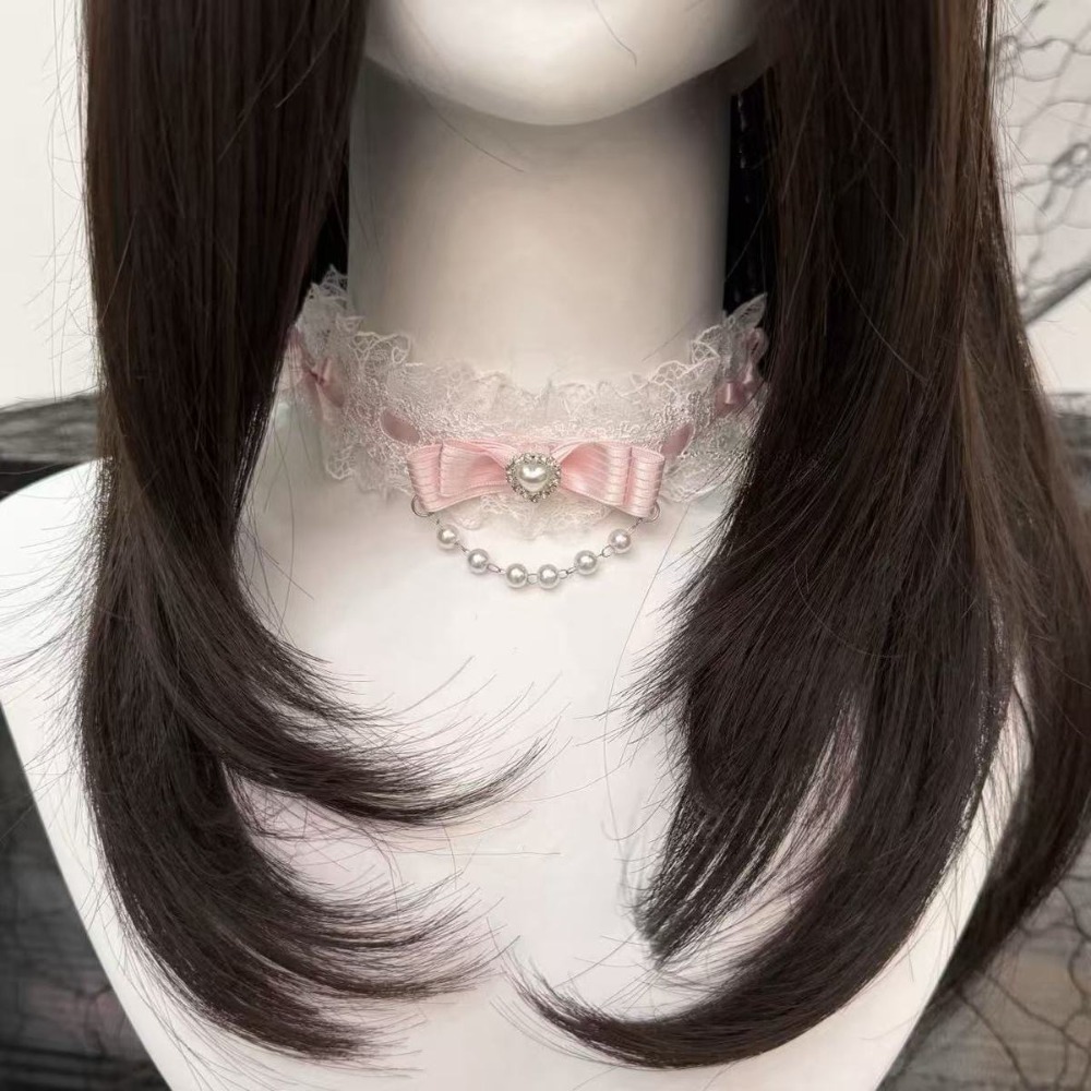 Lace Bow Ruffle Fashion Choker - đánh giá và giá Pearl Choker Necklace Vintage