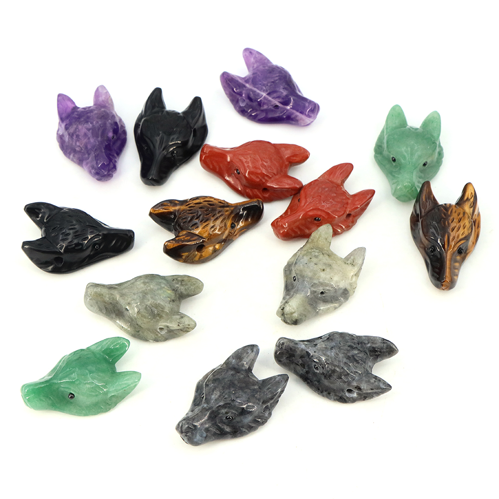 40mm Wolf Head Stone Pendant N - đánh giá và giá Crystal Pendant Necklace Natural Stone