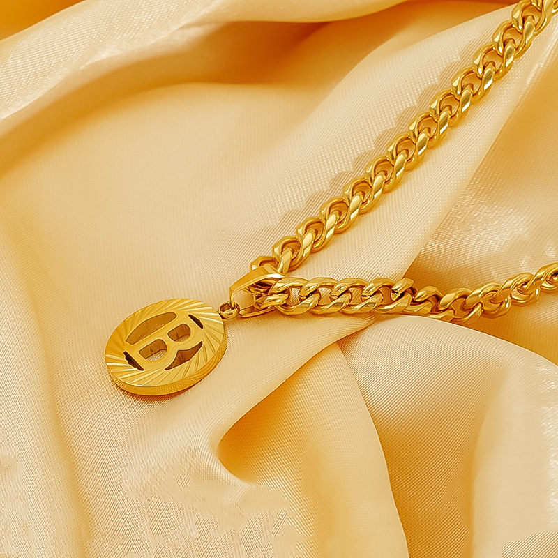 Stainless Steel 5MM Cuban Chai - đánh giá và giá Initial Letter Necklace 18K Gold
