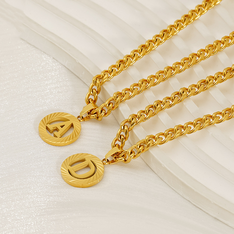 Stainless Steel 5MM Cuban Chai - đánh giá và giá Initial Letter Necklace 18K Gold