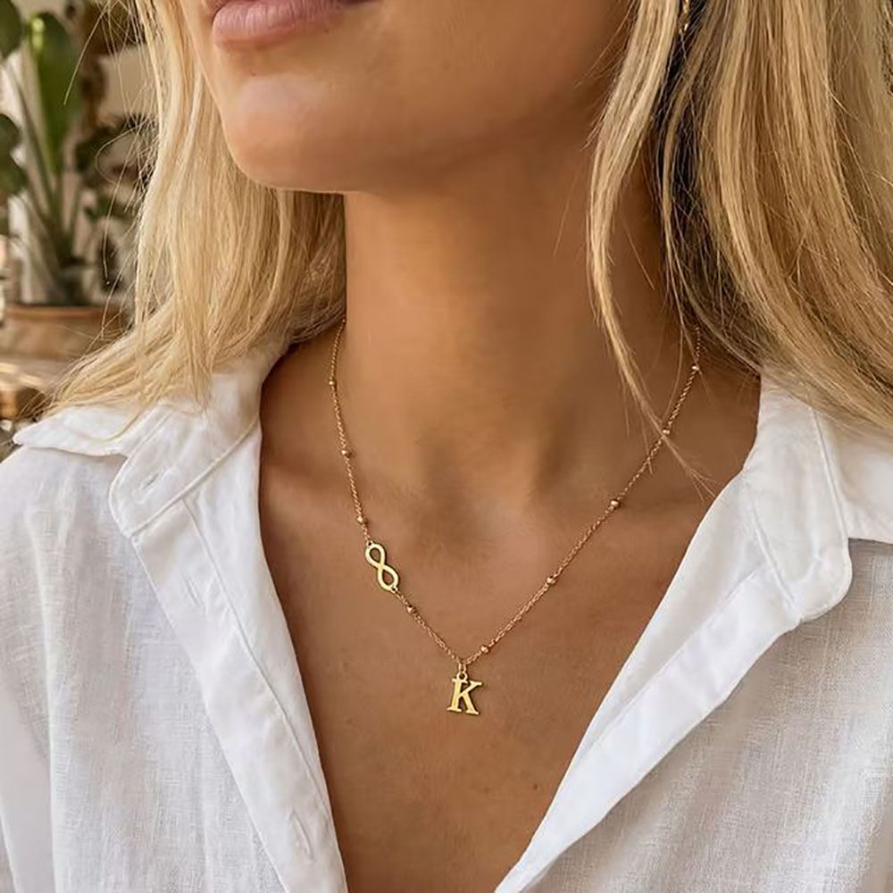 Custom Infinity Symbol Initial - đánh giá và giá Initial Letter Necklace 18K Gold
