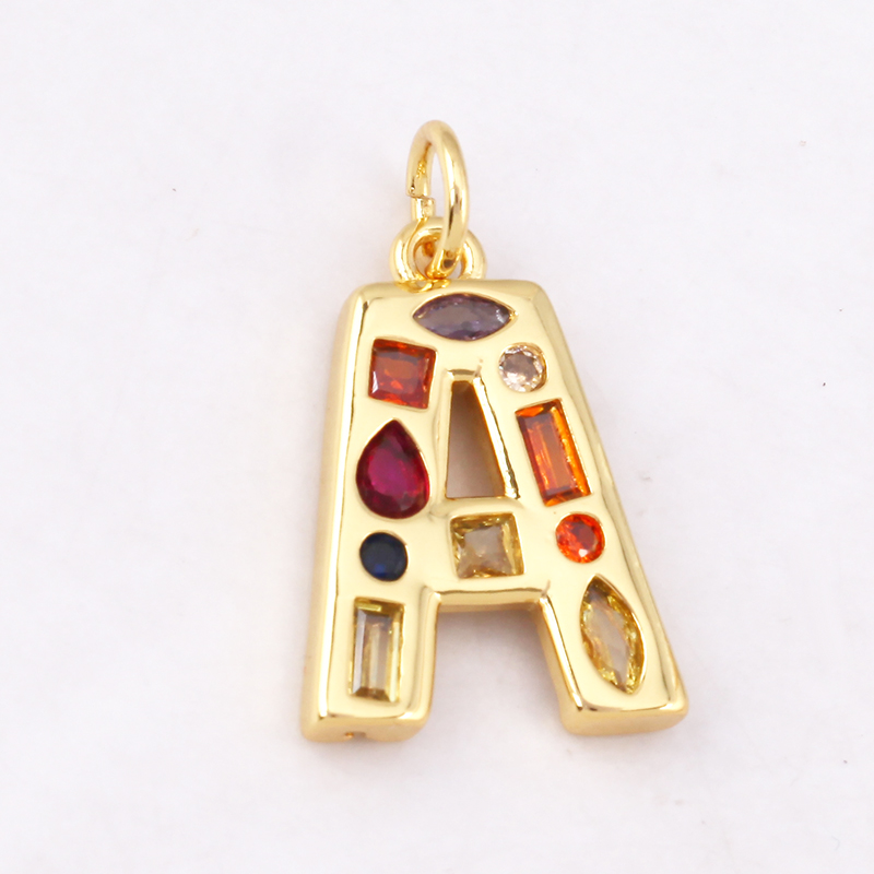 Fashion Colorful Zircon Real 1 - đánh giá và giá Initial Letter Necklace 18K Gold