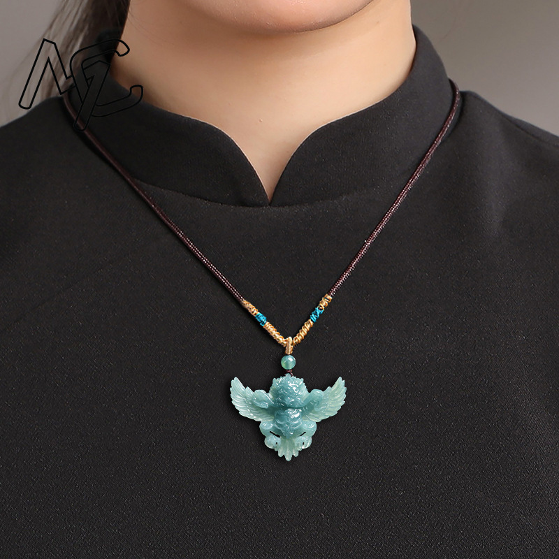 Real Natural Emerald Jade Blue - đánh giá và giá Necklaces