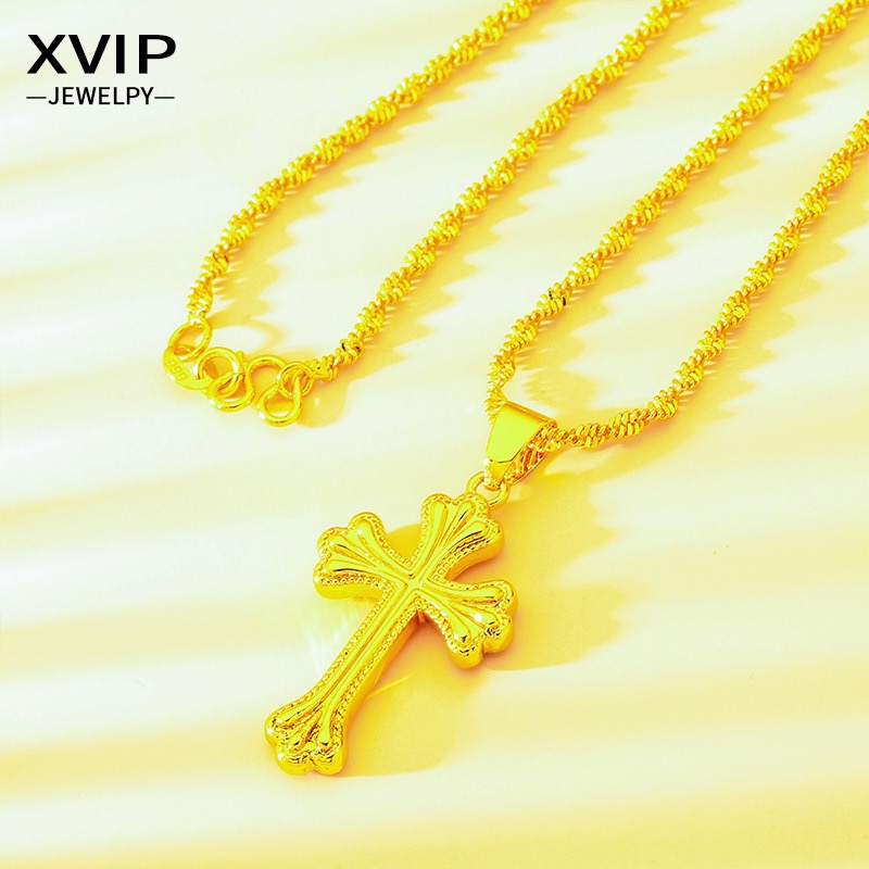 9999 24K genuine gold classic  - đánh giá và giá Cross Pendant Necklace Gold