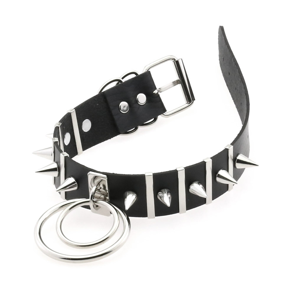 Lớn Gai Choker Da Cổ Kim Loại  - đánh giá và giá Goth Punk Spike Choker