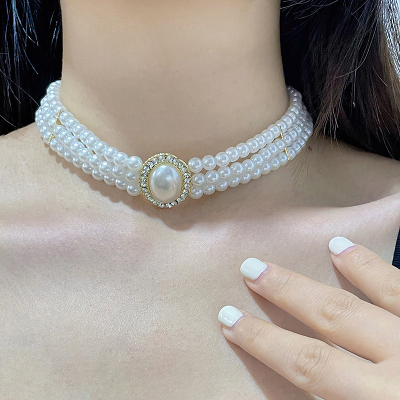 Luxury Vintage Three-layer Imi - đánh giá và giá Pearl Choker Necklace Vintage