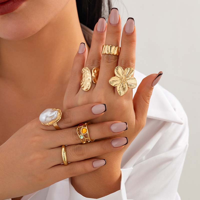 6pcs/Set Vintage Metal Flower  - đánh giá và giá Vintage Punk Knuckle Rings Set
