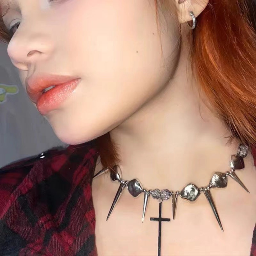 Y2k Subculture Spike Cross Riv - đánh giá và giá Goth Punk Spike Choker