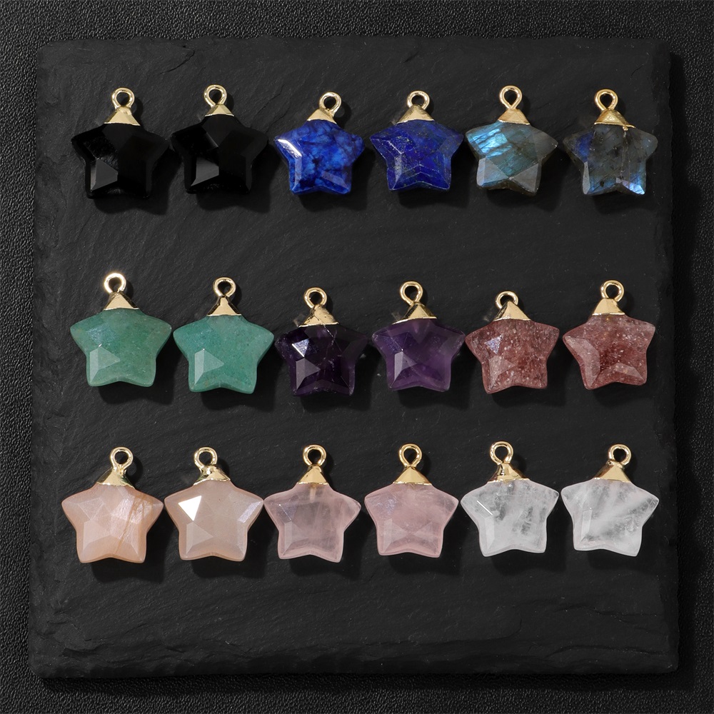 2Pcs Star Shape Stone Pendant  - đánh giá và giá Crystal Pendant Necklace Natural Stone